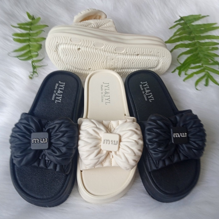 Dép Nữ Mumu Nơ Dễ Thương ,đế Cao 5cm, Siêu êm, Lên Chân Sang Chảnh- Haanh