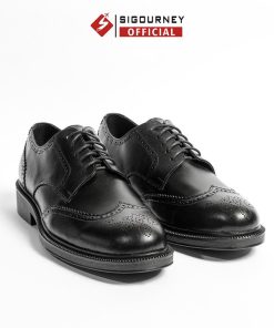 Giày Derby Wingtip Họa Tiết đục Lỗ Cực đẹp Màu đen Da Bò Nappa Sig47 Bảo Hành 18 Tháng – Sigourney