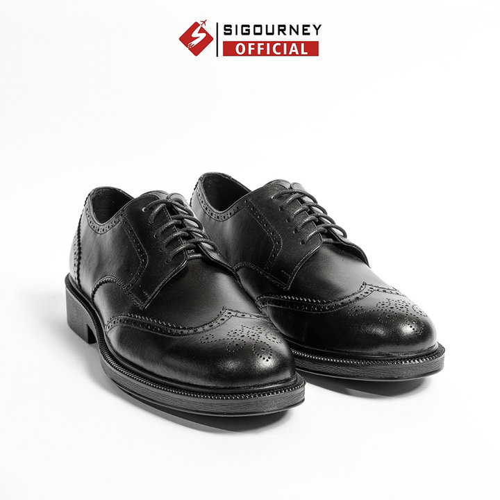 Giày Derby Wingtip Họa Tiết đục Lỗ Cực đẹp Màu đen Da Bò Nappa Sig47 Bảo Hành 18 Tháng – Sigourney