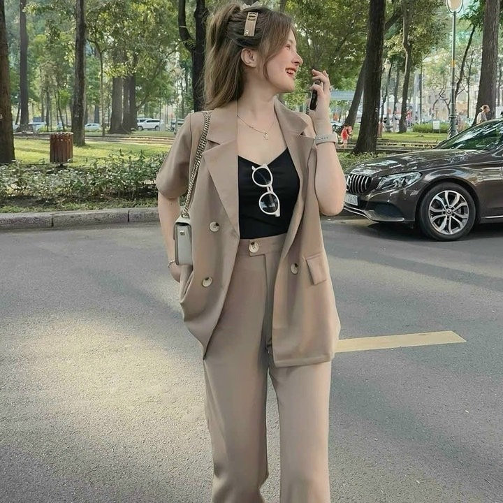 Sale Sốc Set áo Vest Kèm Quần Form Suông Cùng Màu H764 – Sam Store