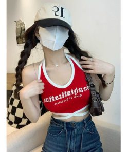 Sale Sốc áo Crotop Yếm Viền Trắng Dây Quấn Bụng ôm Body Gu312-sam Store