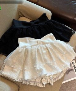 Chân Váy Nơ Phối Ren Tầng – Lê Phương Boutique