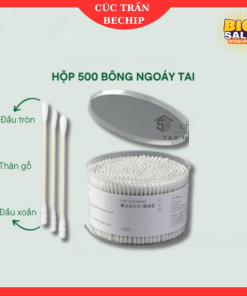 Hộp 500 Que Tăm Bông Ngoáy Tai Thân Gỗ Tre 2 đầu Tròn Xoắn Thân Thiện Với Môi Trường, Tăm Ngoáy Tai Tiệt Trùng – Ctb791