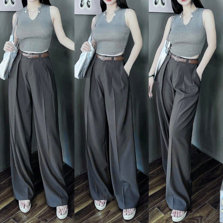 Quần Tây Suông ống Rộng Kèm Nịt – Lê Phương Boutique