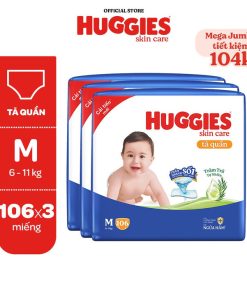 Combo 3 Gói Tã Quần Huggies Skincare Mega Jumbo M106/l96+8/xl84+4/xxl76+4