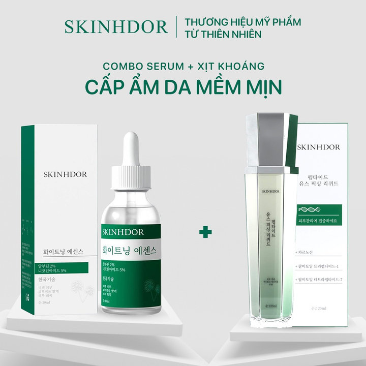 [combo 2sp] Combo Serum + Xịt Khoáng Skinhdor Chiết Xuất Từ Thiên Nhiên Làm Sáng Da, Cấp ẩm, Phục Hồi Làn Da