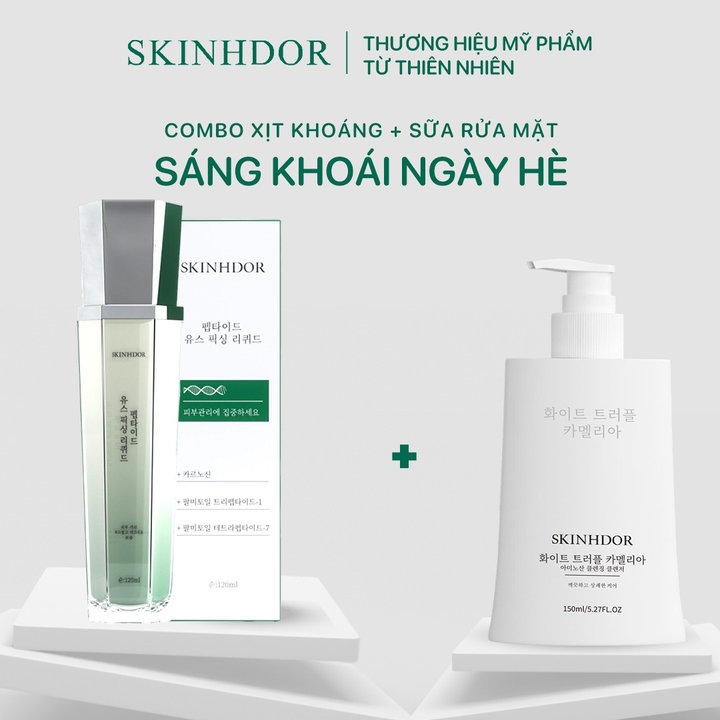 [combo 2sp] Combo Sửa Rửa Mặt & Xịt Khoáng Skinhdor Chiết Xuất Thiên Nhiên Làm Sạch Da, Dưỡng ẩm, Làm Trắng Sáng Da