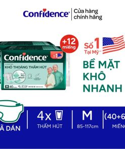 [tặng Thêm Tã] Combo 2 Gói Tã Dán Người Lớn Confidence Classic Day Khô Thoáng Thấm Hút M40+6/ L40+6