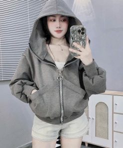 áo Khoác Nữ Vải Nỉ Form Lửng Phối Dây Kéo Lớn Mũ Rộng Có Túi Trong Siêu Xinh Ut38 – Golden Dream