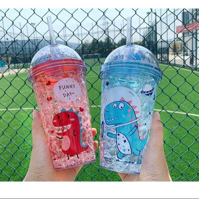 Ly đựng Nước Nhũ Kim Tuyến Hình Khủng Long 450ml -gdn