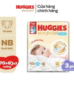 Thùng 3 Gói/combo 3 Gói Tã/bỉm Dán Sơ Sinh Huggies Skin Perfect Miếng Với 2 Vùng Thấm Giảm Kích ứng Da Nb 70+6/s 54+6/s 80+2