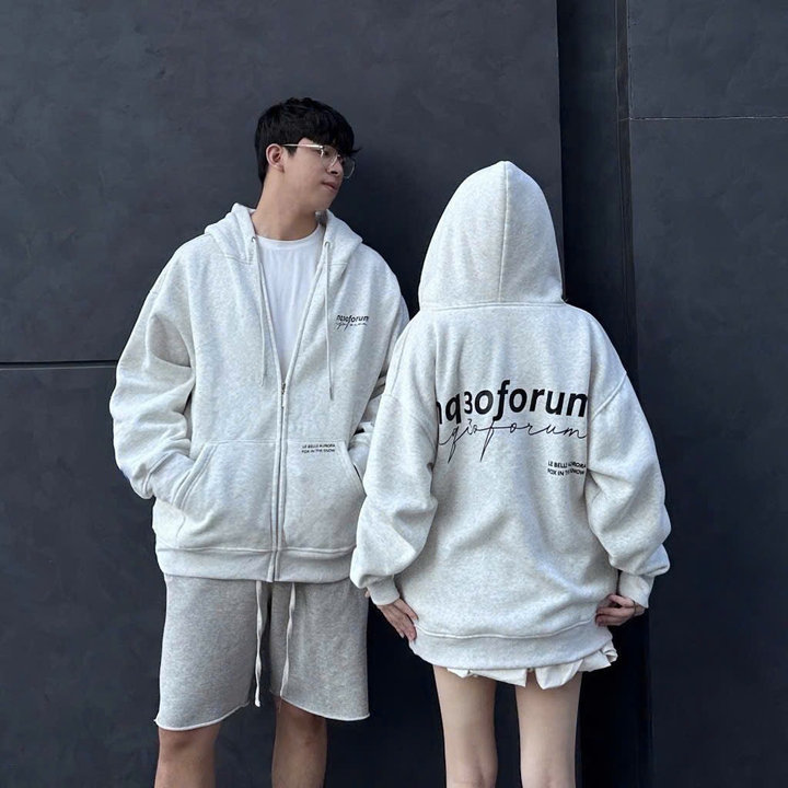 áo Khoác Forun Form Rộng In Nổi Chất Nỉ Bông Dày Dặn, áo Hoodie Dây Kéo Zip Unisex Nam Nữ Tp87