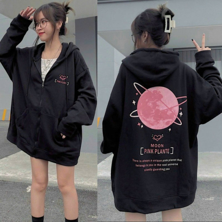 áo Khoác Nỉ Tia Kéo Hành Tinh Cute Nam Nữ. Chất Nỉ Lót Bông
