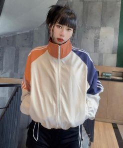 áo Khoác Gió Dáng Croptop, Không Mũ, Phối Sọc Tay 2 Màu Cực Xinh -chipxinhxk