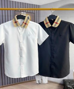 áo Sơ Mi Tay Ngắn Bo Cổ Cotton Lạnh Mẫu Mới – Soo1990