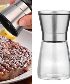 Dụng Cụ Xay Tiêu, Gia Vị Thủy Tinh- Nắp Inox Cao Cấp – Nhà Quân Store