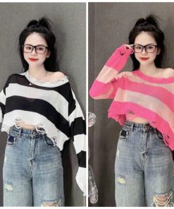 [ Rẻ Vô địch ] áo Len Rách Dáng Ngắn Croptop Hàng Quảng Châu Bao đẹp