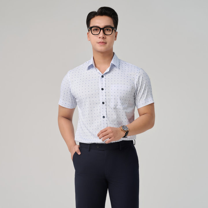 áo Sơ Mi Casual Họa Tiết Merriman Mã Thmcs237