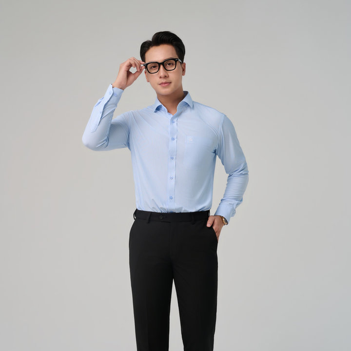 áo Sơ Mi Công Sở Nam Cao Cấp Tay Dài Merriman Mã Thmol473 Màu Blue