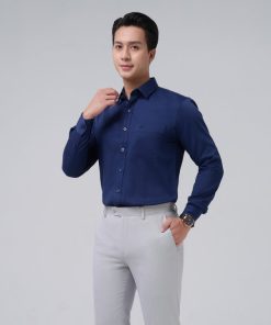 áo Sơ Mi Nam Tay Dài Merriman Mã Thmol475 Chất Liệu Bamboo Màu Xanh Navy