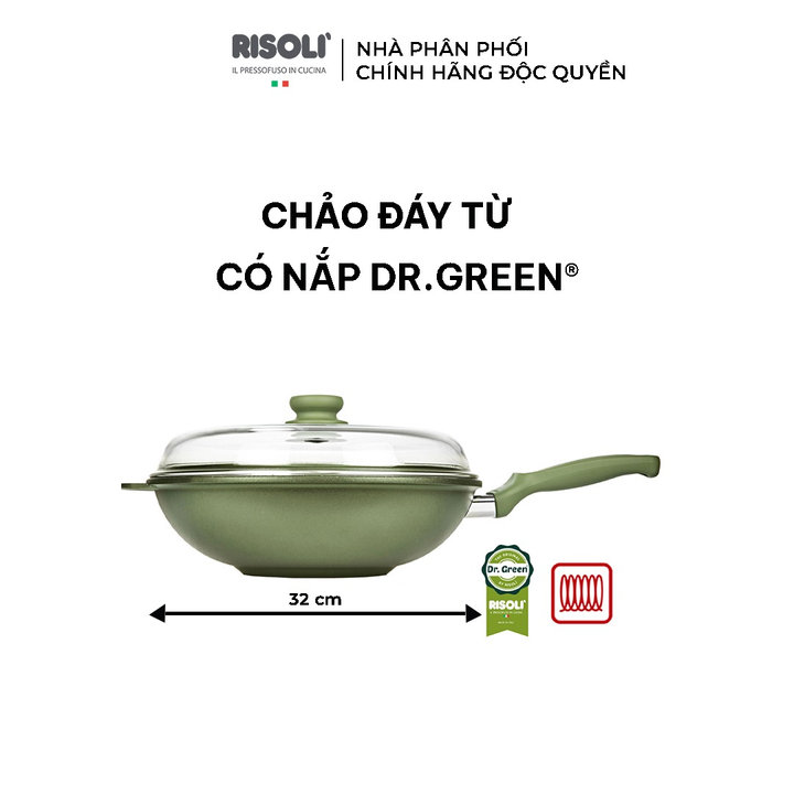 Chảo Rán Chống Dính Có Nắp , Nhôm Hợp Kim – 00081drin/32 – Risolì