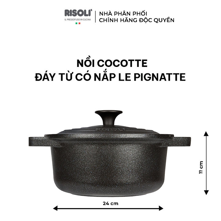 Nồi Cocotte đáy Từ Có Nắp Le Pignatte (size: 20,24,28) – 00097pin/20p,24p,28p – Risolì