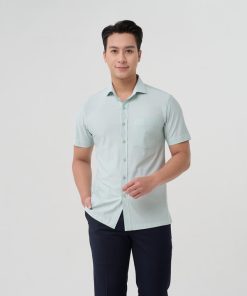 áo Sơ Mi Công Sở Nam Cao Cấp Tay Ngắn Merriman Mã Thmos473 Màu Green