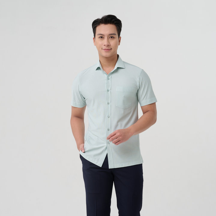 áo Sơ Mi Công Sở Nam Cao Cấp Tay Ngắn Merriman Mã Thmos473 Màu Green