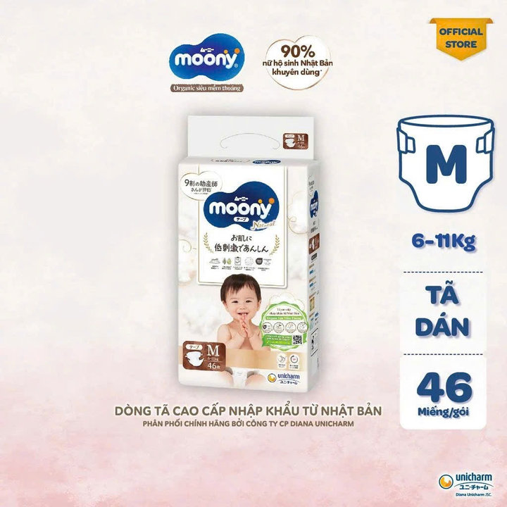 Tã Dán, Tả Quần Moony Natural Mặt Bông Hữu Cơ An Toàn Chứa Dầu Thực Vật Dưỡng ẩm Cho Bé L058 – Lady’s Passion