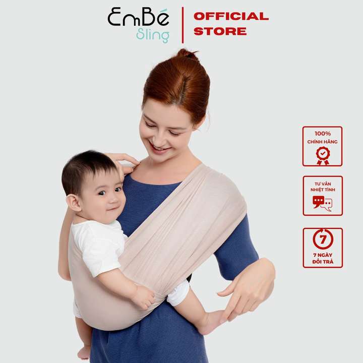 địu Vải Màu Beige Dòng Flex Và Flex Plus Dưới 75kg Cho Bé Từ 0-24 Tháng Tuổi – địu Vải Cao Cấp Embé Sling