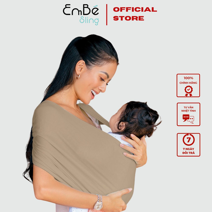 địu Vải Màu Mocha Dòng Flex Và Flex Plus Dưới 75kg Cho Bé Từ 0-24 Tháng Tuổi – địu Vải Cao Cấp Embé Sling