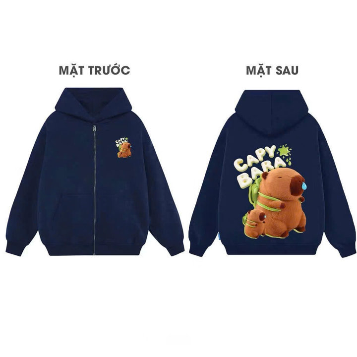áo Khoác Unisex Nam Nữ Vải Nỉ Ngoại In Hình Capybara Siêu Dễ Thương Form Rộng Tp48- Golden Dream