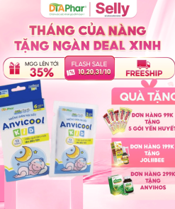 Miếng Dán Hạ Sốt Cho Bé Anvicool Kid Làm Mát, Hạ Nhiệt, Giảm Sốt Nhanh Chóng, Hộp 3 Gói 6 Miếng