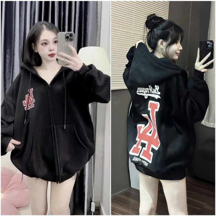 áo Khoác Nỉ Mũ 2 Lớp Form Rộng Unisex – Chữ Losangerles L-a