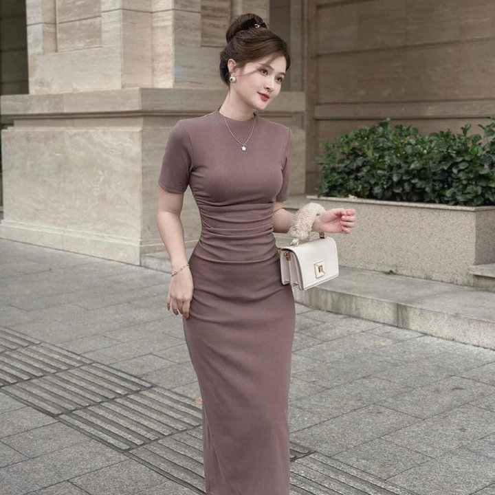 đầm ôm Body Thun Tăm Lạnh Dáng Dài Mtb908- Nana House
