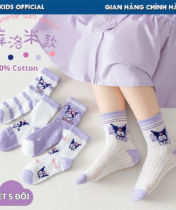 Combo 5 đôi Tất, Vớ In Hình Koromi Ngộ Nghĩnh, Chất Liệu 100% Cotton, Thoáng Khí, Kháng Khuẩn, Cho Bé 3-10 Tuổi Ch169 – Bh Kids