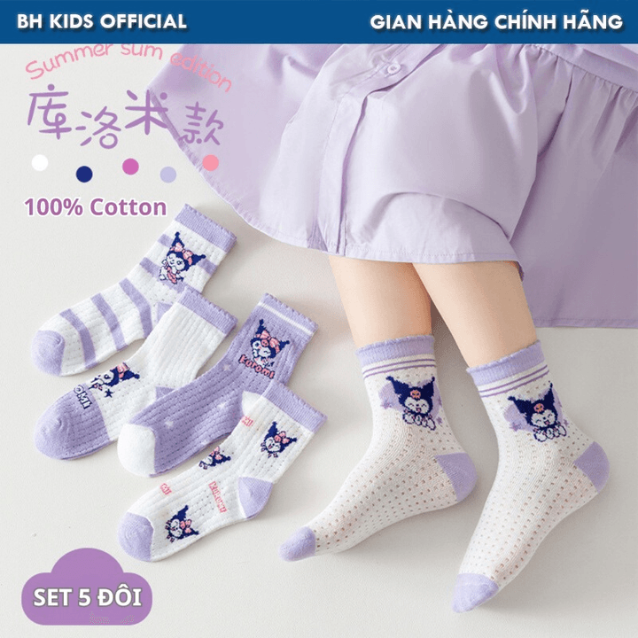 Combo 5 đôi Tất, Vớ In Hình Koromi Ngộ Nghĩnh, Chất Liệu 100% Cotton, Thoáng Khí, Kháng Khuẩn, Cho Bé 3-10 Tuổi Ch169 – Bh Kids