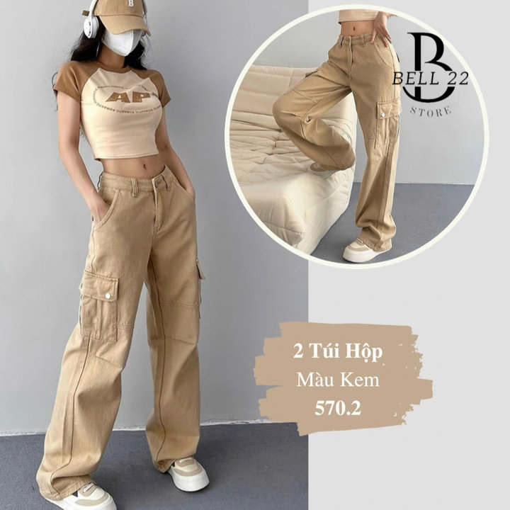 Quần Kaki Nữ ống Rộng Lưng Cao 2 Túi Hộp Cực Cá Tính B1740 – Bell22 Store