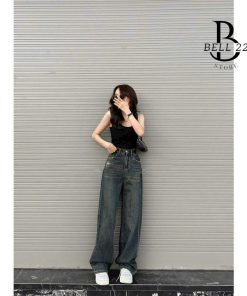 Quần Jean Nữ ống Rộng Lưng Cao Wash Túi Rách B1743 – Bell22 Store