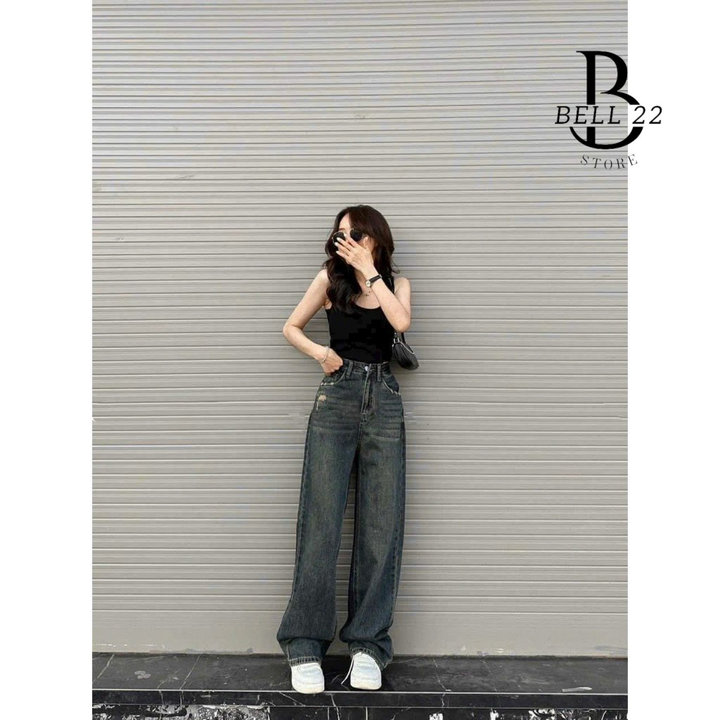 Quần Jean Nữ ống Rộng Lưng Cao Wash Túi Rách B1743 – Bell22 Store