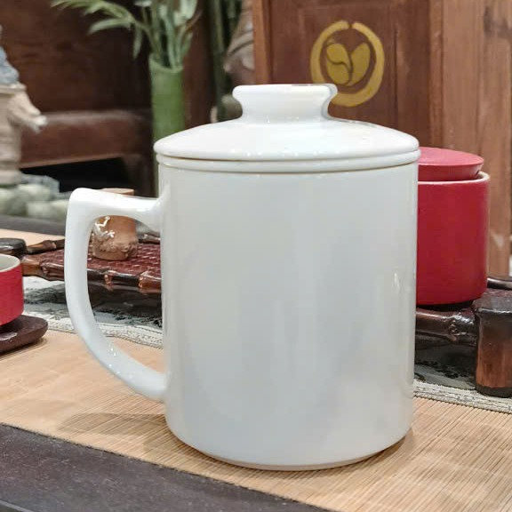 Cốc Sứ Trắng (có Lọc) Dùng Uống Trà Văn Phòng Tiện Lợi Sương Mai