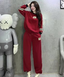 Sét Bộ đồ Nỉ Nữ Uni Cổ Tròn Màu đỏ Siêu đẹp – Htm Fashion