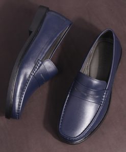 Giày Tây Nam Michilux Penny Loafer Ciepl Da Bò Thật Màu Navy