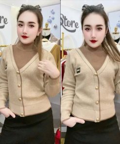 áo Len Phối Cổ 4 Phân Chữ Min Dài Tay