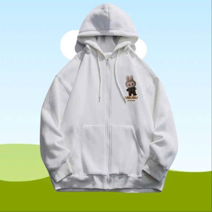 áo Khoác Hoodie Nam Nữ In Chữ Labubu Vải Dày Nón 2 Lớp – Htm Fashion