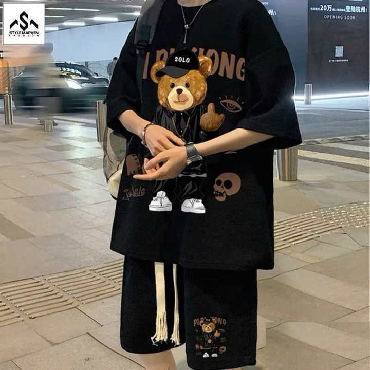 Bộ đồ Thun Nam Nữ In Hình Gấu Labubu Chất Thun Da Cá Dày Dặn – Htm Fashion