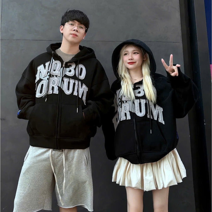 áo Khoác Hoodie Nam Nữ Dày Dặn Tay Phồng Nón 2 Lớp In Nq30 – Htm Fashion