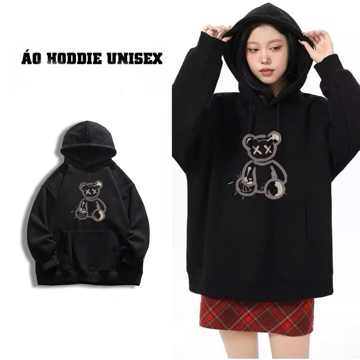 áo Khoác Hoodie Nam Nữ Dày Dặn In Hình Gấu Nón 2 Lớp Siêu đẹp- Htm Fashion