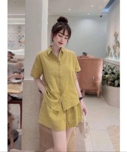 Set Bộ đùi Sơ Mi đũi Linen Siêu Dễ Thương Mềm Mát Không Nhăn Gs – Be Yourself