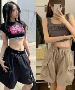 Quần Short Kaki Nữ Nam Mặc Nhà Phối Hộp Dây Rút Local Brand Hottrend – Soo1990